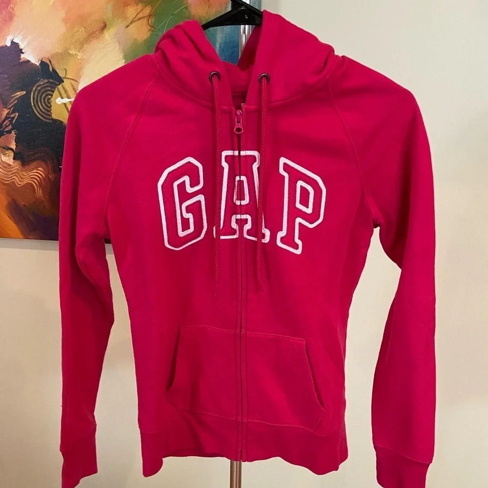 Pink Gap full zip sweater